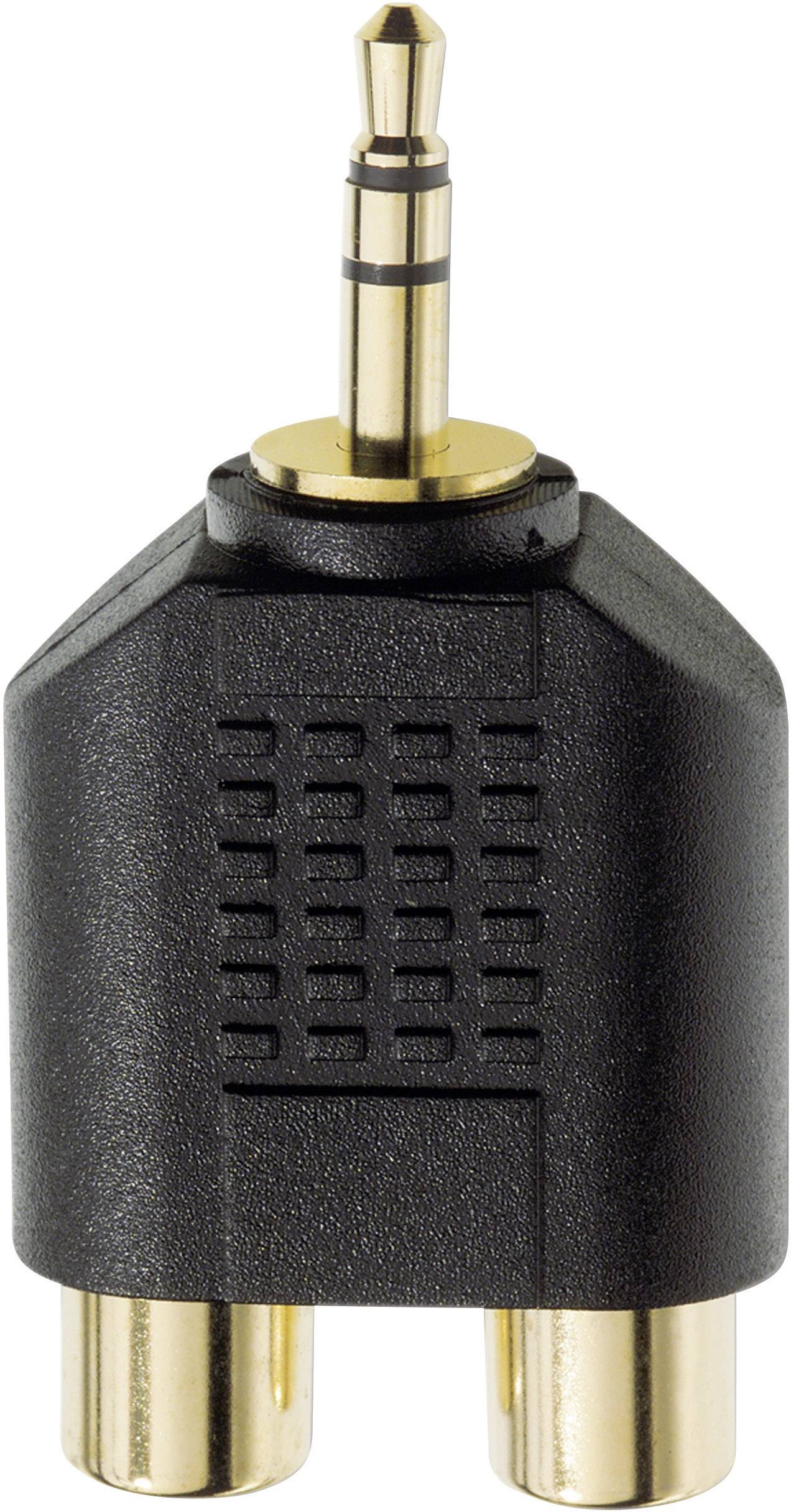 Inakustik 0081381 81381 Jack / RCA Audio/phono Y adapter [1x Jack plug 3.5 mm - 2x RCA socket (phono)] Black