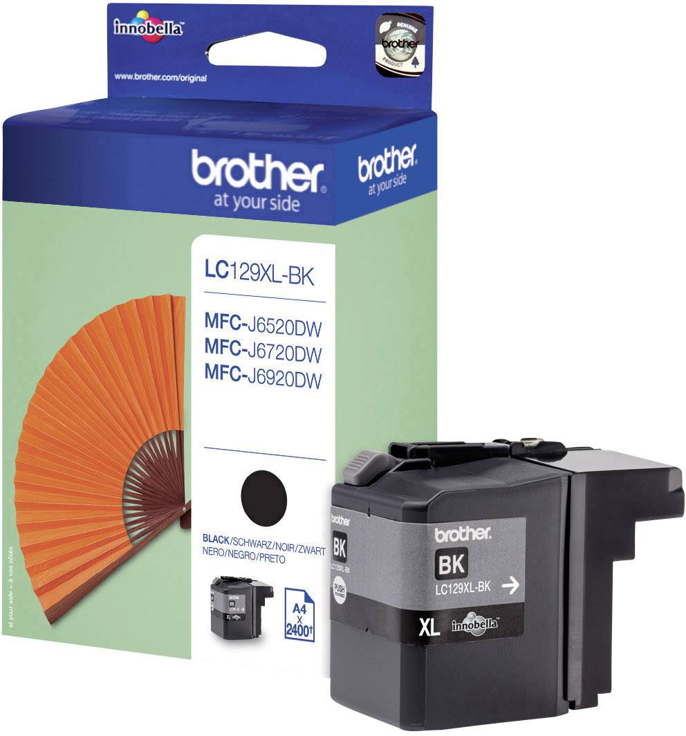 Brother LC129XL-BK printer cartridge in Black. Suitable for models MFC-J6520DW, MFC-J6720DW and MFC-J6920DW. Capacity: 2400 pages.