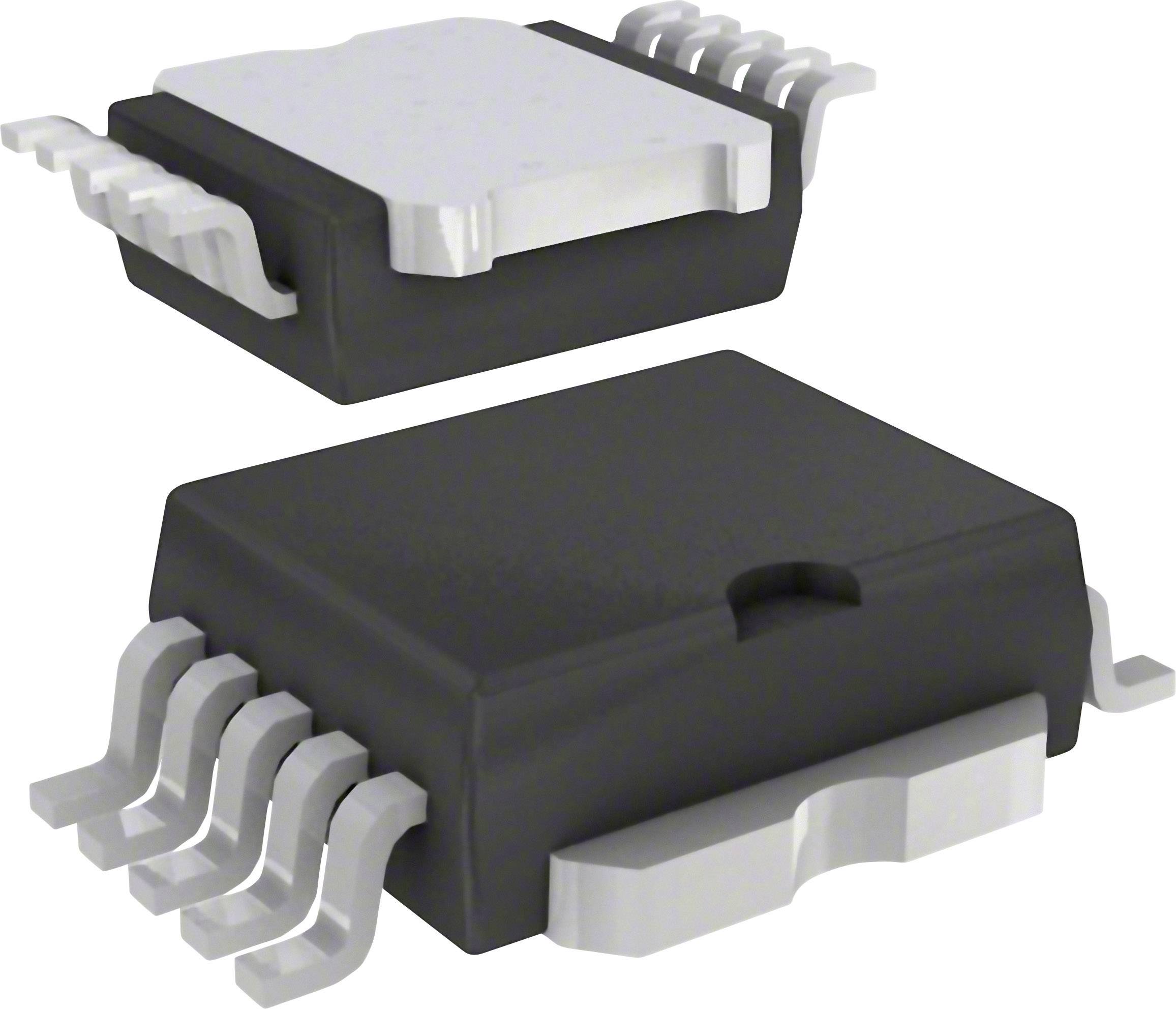 Two integrated circuits with multiple pins, one shown from above, the other from below, on a white background.