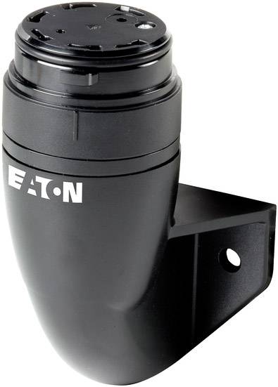 Black cylindrical sensor with mounting bracket, marked with 'EATON', used for object detection in industrial applications.