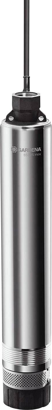 Silver cylindrical water pump with cable connection at the top, suitable for use in wells or for drainage.