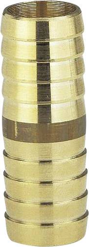 Brass hose connectors with multiple grooves for secure connection of hoses by increasing friction and sealing.