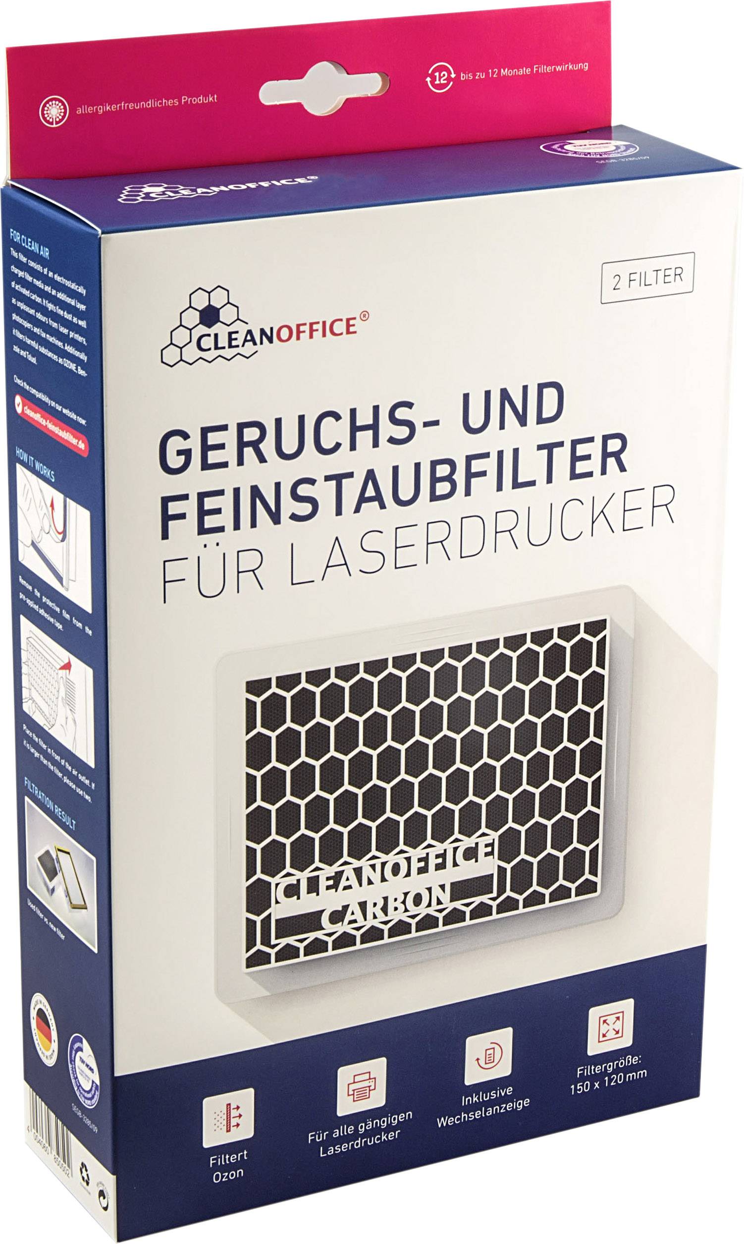 Clean Office Carbon Laser printer fine dust/ozone filter Self-adhesive 2 pc(s)