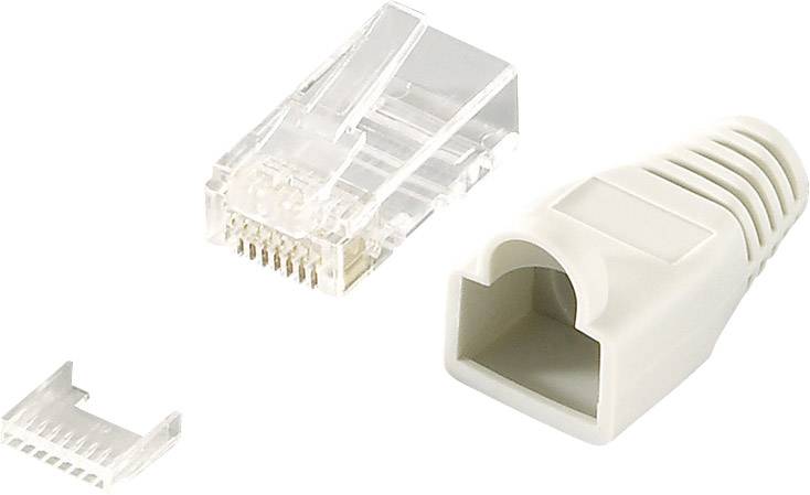 LogiLink MP0023 RJ45 Plug connector CAT 6, unshielded MP0023 Plug, straight Pins: 8P8C Grey 100 pc(s)