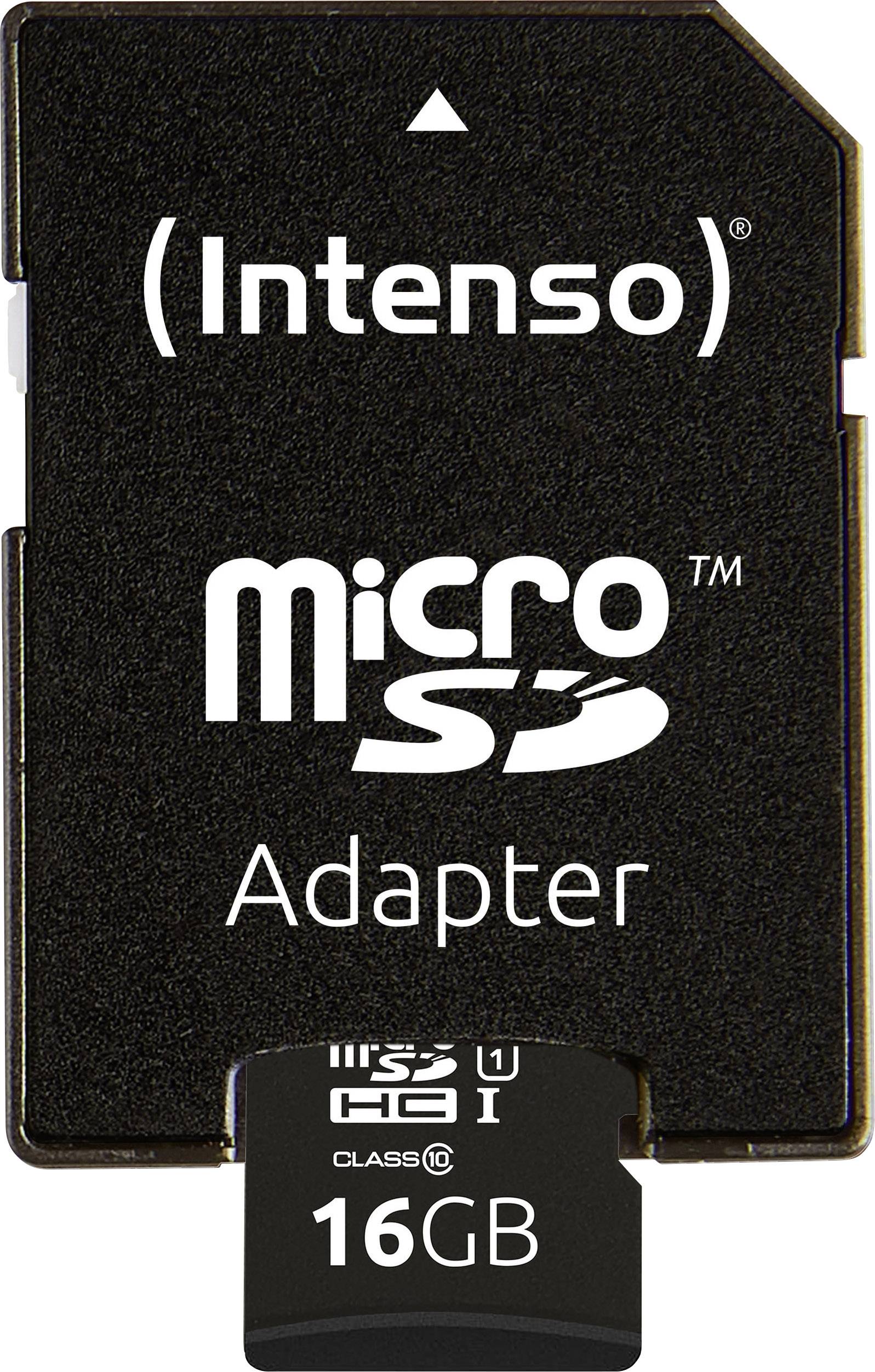 Intenso Premium microSDHC card 16 GB Class 10, UHS-I incl. SD adapter