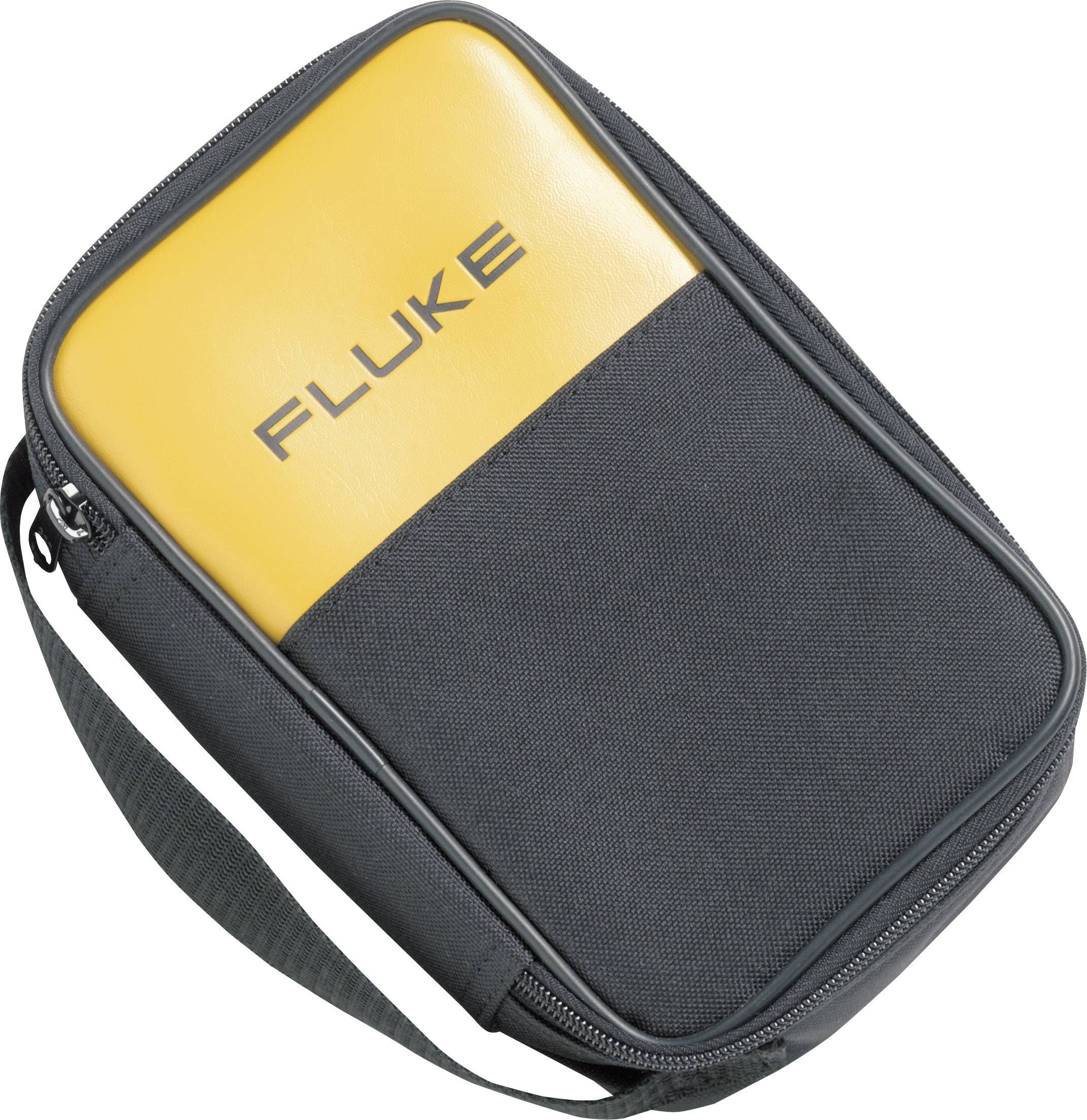 A black carry bag with a yellow lid featuring the 'FLUKE' logo. It has a shoulder strap and is designed to be compact.