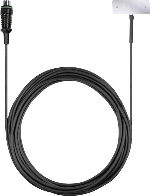 Long black cable with plug and flat metal plate at the end.