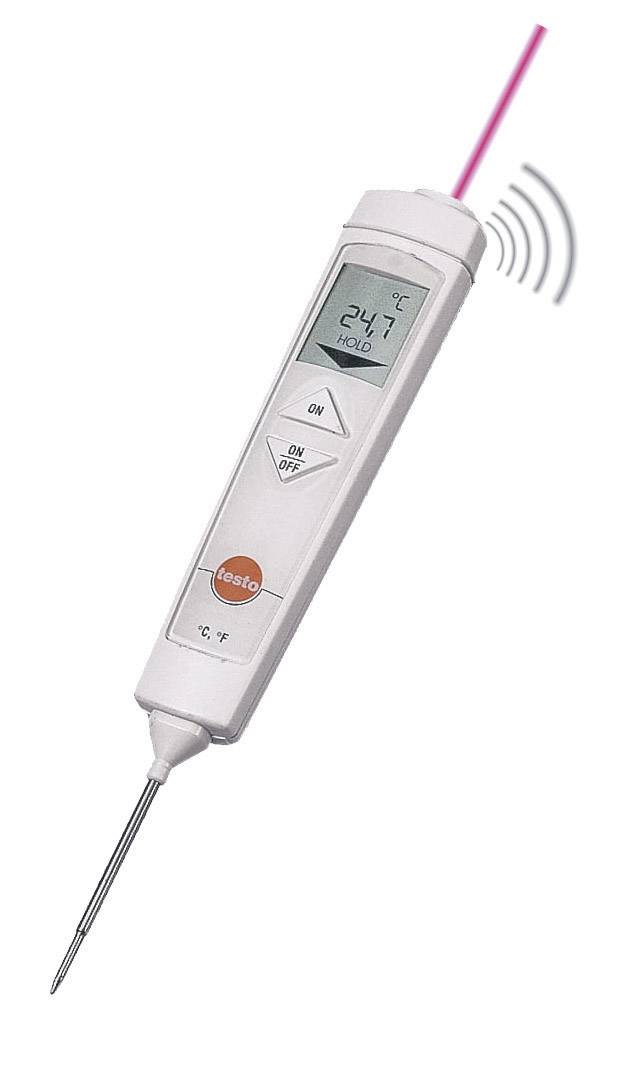 Digital thermometer with metal probe, displaying 24.7 degrees Celsius on screen. Suitable for precise temperature measurements.