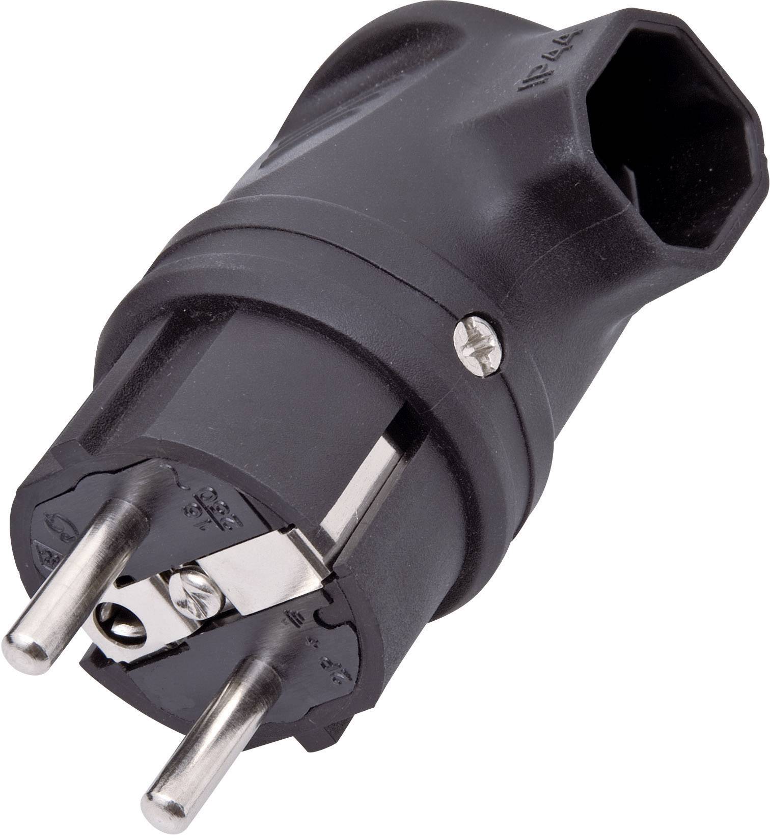interBär 9004-004.01 Safety L-shape mains plug Rubber 230 V Black IP44