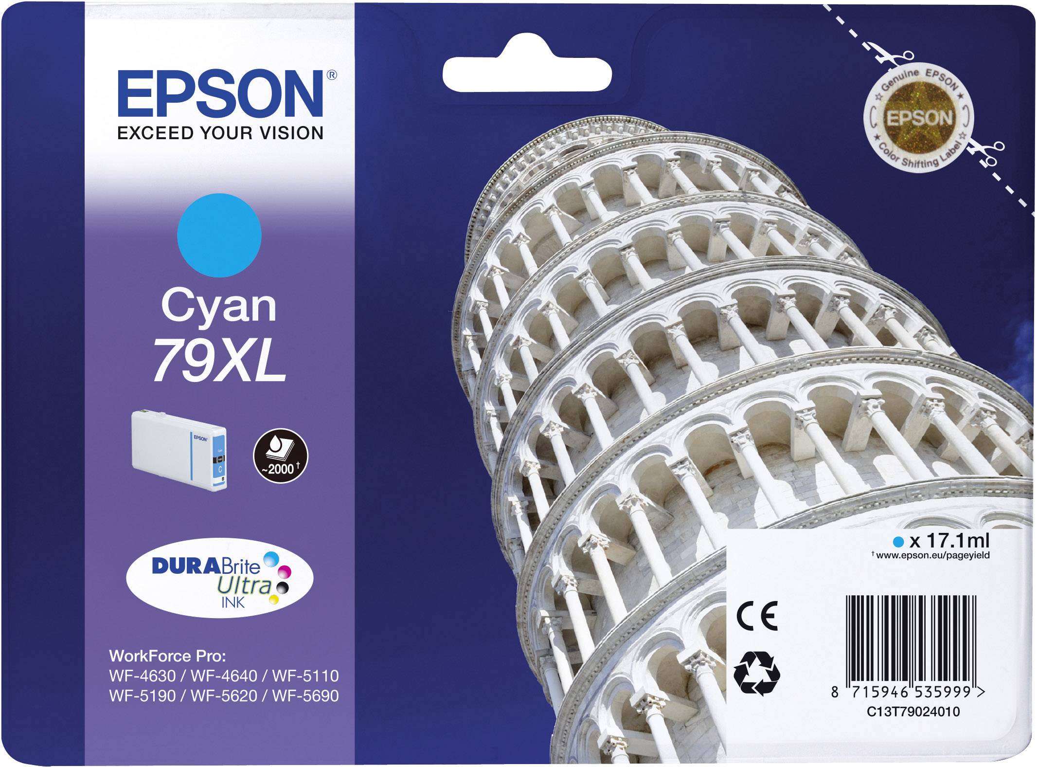 Epson Ink T7902, 79XL Original Cyan C13T79024010