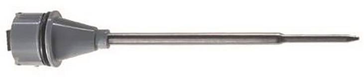 Grey electrical tool attachment that looks like a drill head, with a broad end tapering to a narrow, pointed shaft.