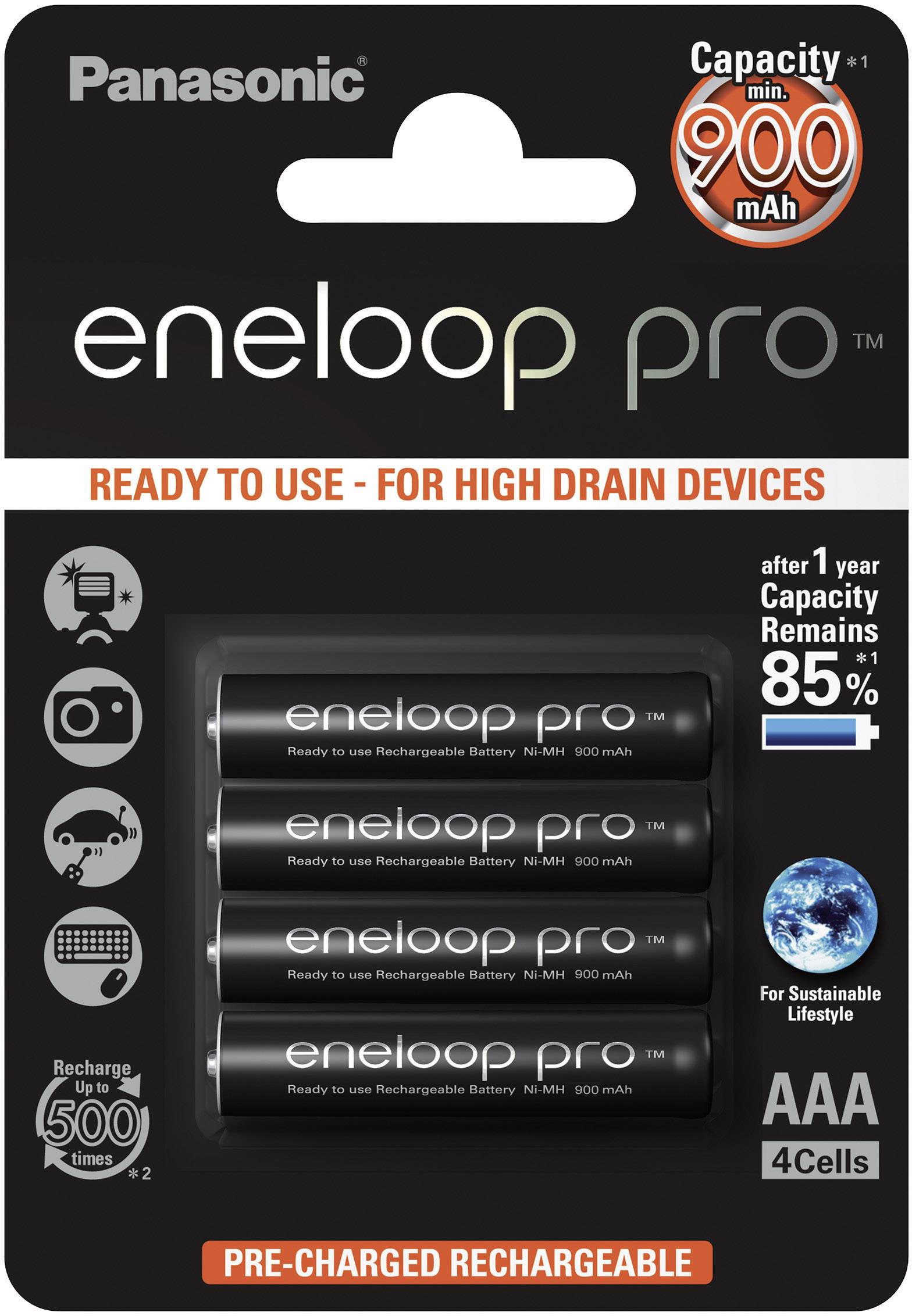Panasonic eneloop Pro HR03 AAA battery (rechargeable) NiMH 900 mAh 1.2 V 4 pc(s)