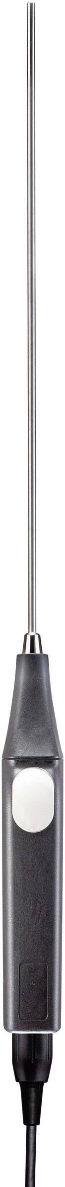 A grey digital thermometer with a long measuring probe, suitable for precise temperature measurements in liquids or food.