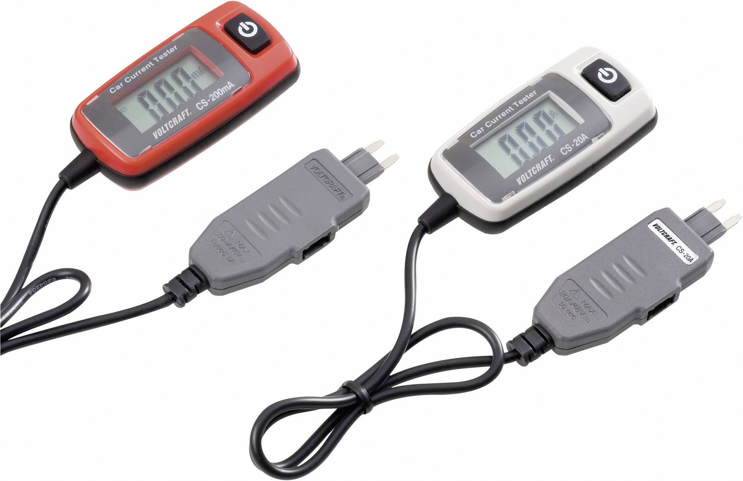 Two digital measuring devices for battery testing with displays in red and black. Show charge status in percentage.