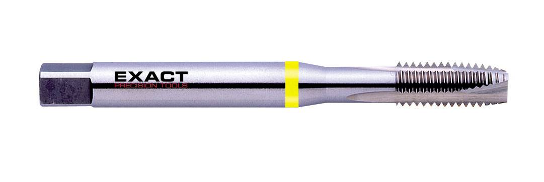 A metal thread tap with the inscription 'EXACT'. It has a cylindrical shape and sharp thread edges for creating internal threads.