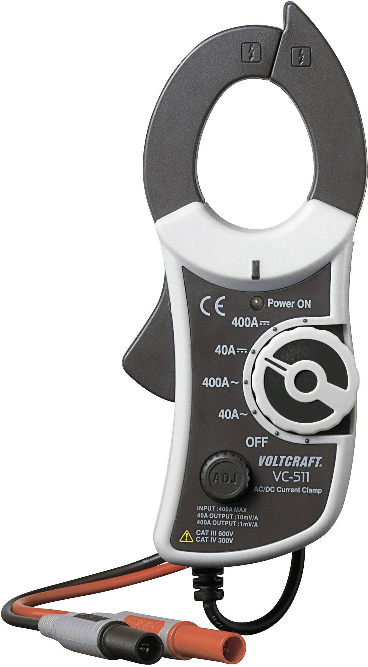 'Volcraft VC-511' Clamp Meter for measuring AC/DC current up to 400A. Black and orange measuring leads included.