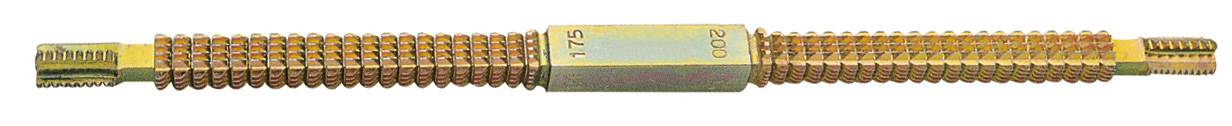A measuring instrument for angular contact ball bearings with cylindrical, knurled ends and a central housing with markings.
