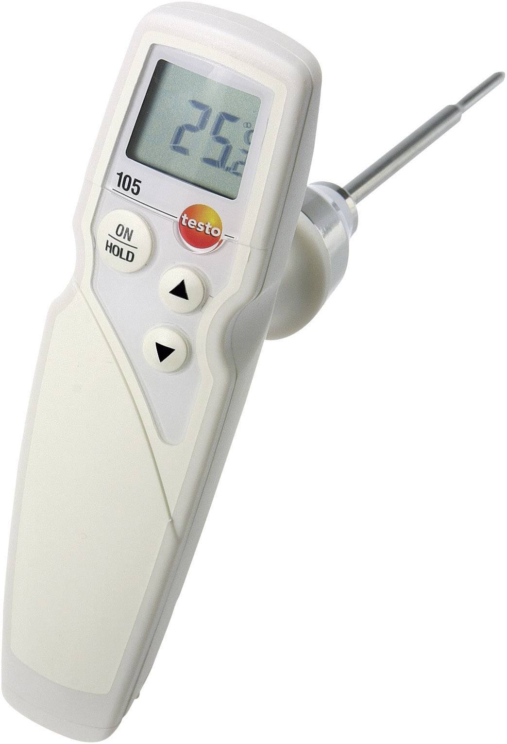 A digital thermometer with a long probe displays a temperature of 25.6 degrees Celsius on the display.