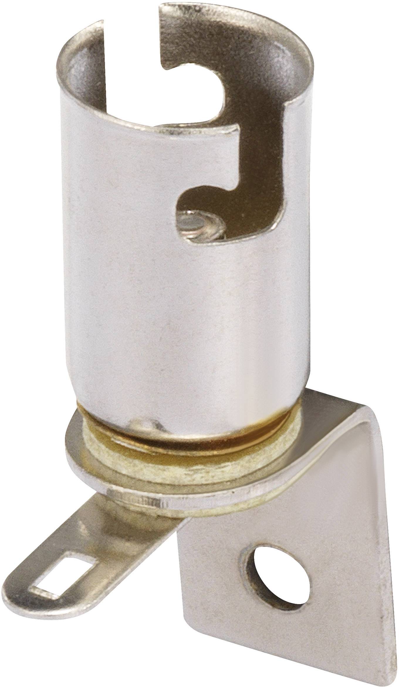 A metal adapter with a cylindrical shape and a mounting bracket. Primarily suitable for technical applications.
