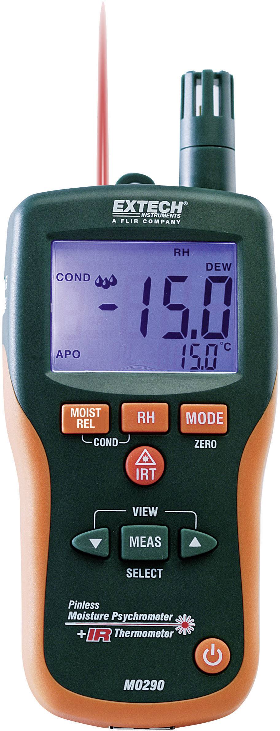 A digital psychrometer displays -15°C. It measures humidity and temperature, suitable for climate analysis and environmental monitoring.