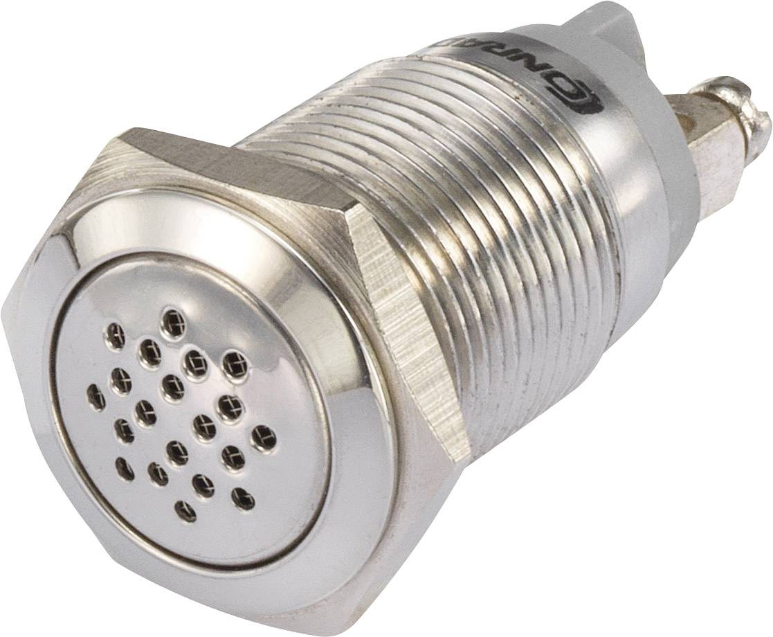 A round, metallic sensor with ventilation holes on top. Suitable for applications that measure humidity or air pressure.