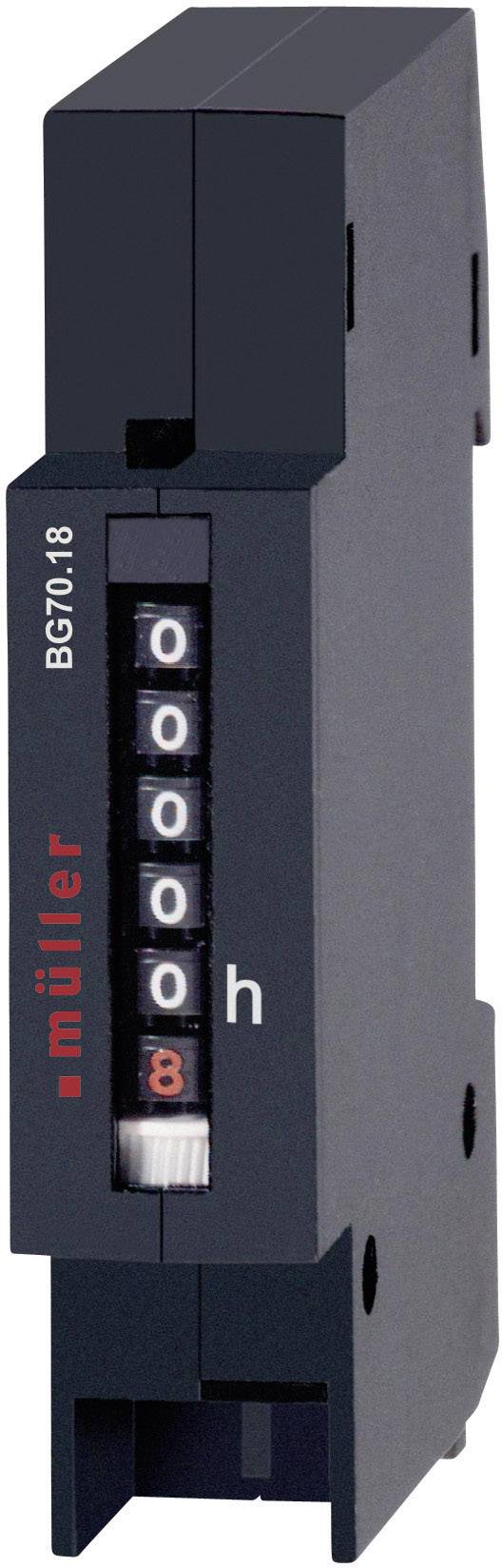 Meter with the inscription 'müller' and display of operating hours, showing six zeros and an eight.