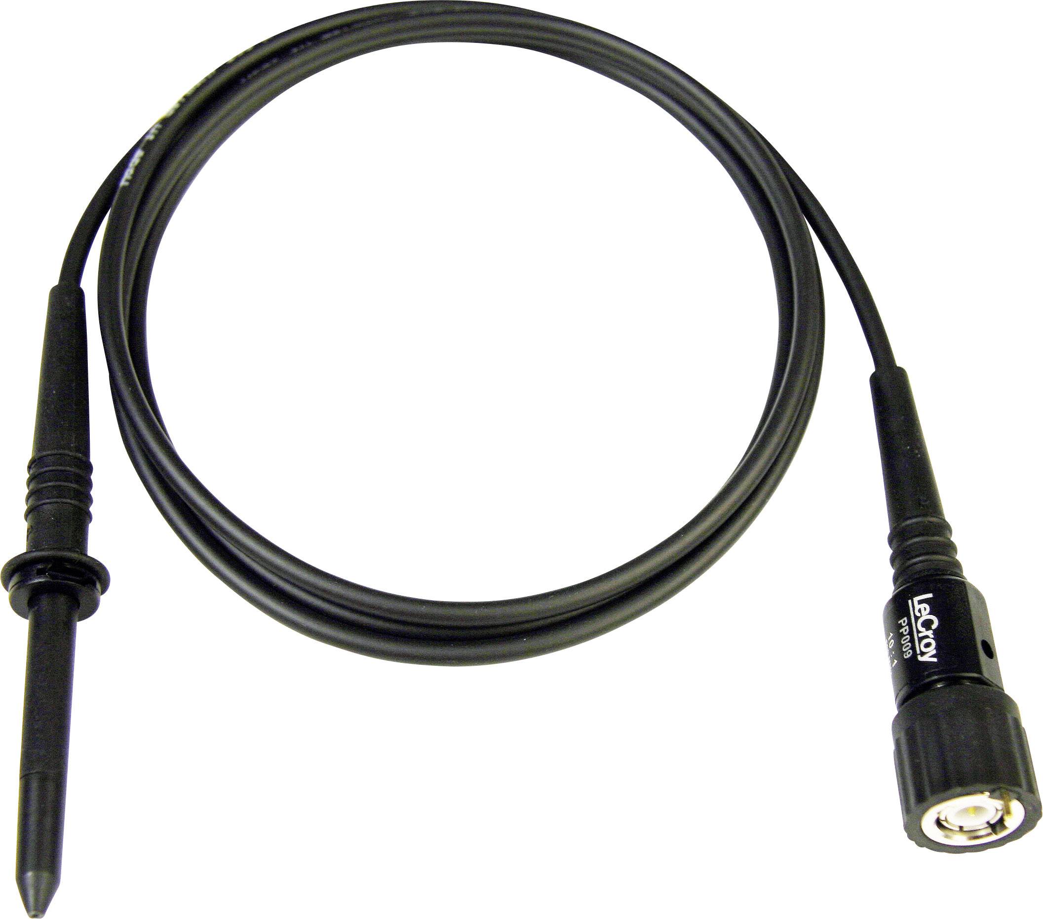 A cable with a test probe and a connection adapter, likely an oscilloscope probe for electrical measurements.