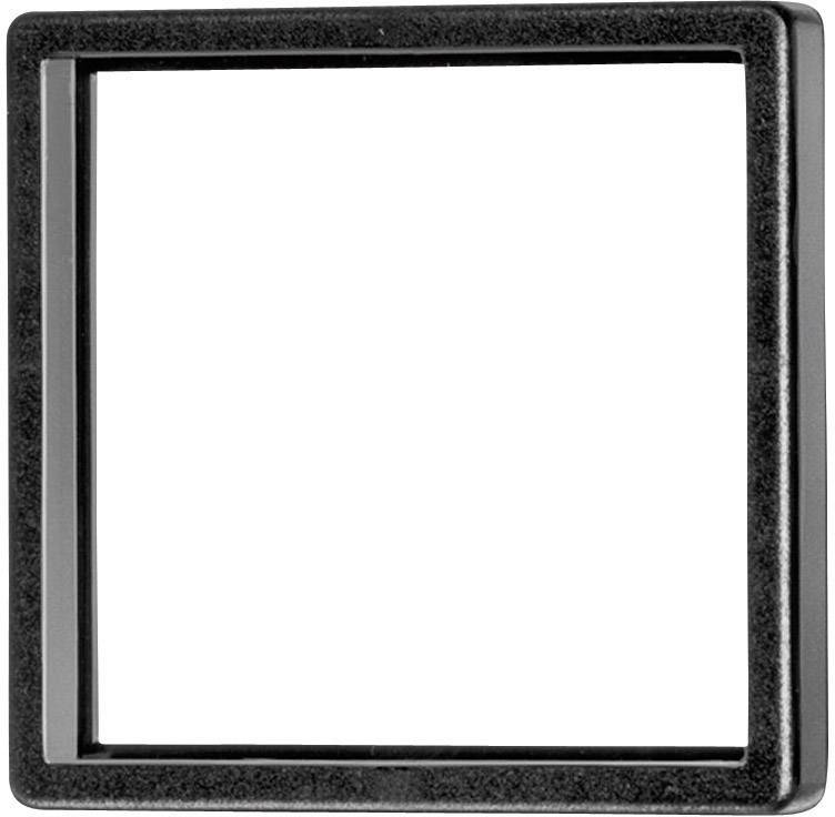 Empty black picture frame with a square shape on a white background.