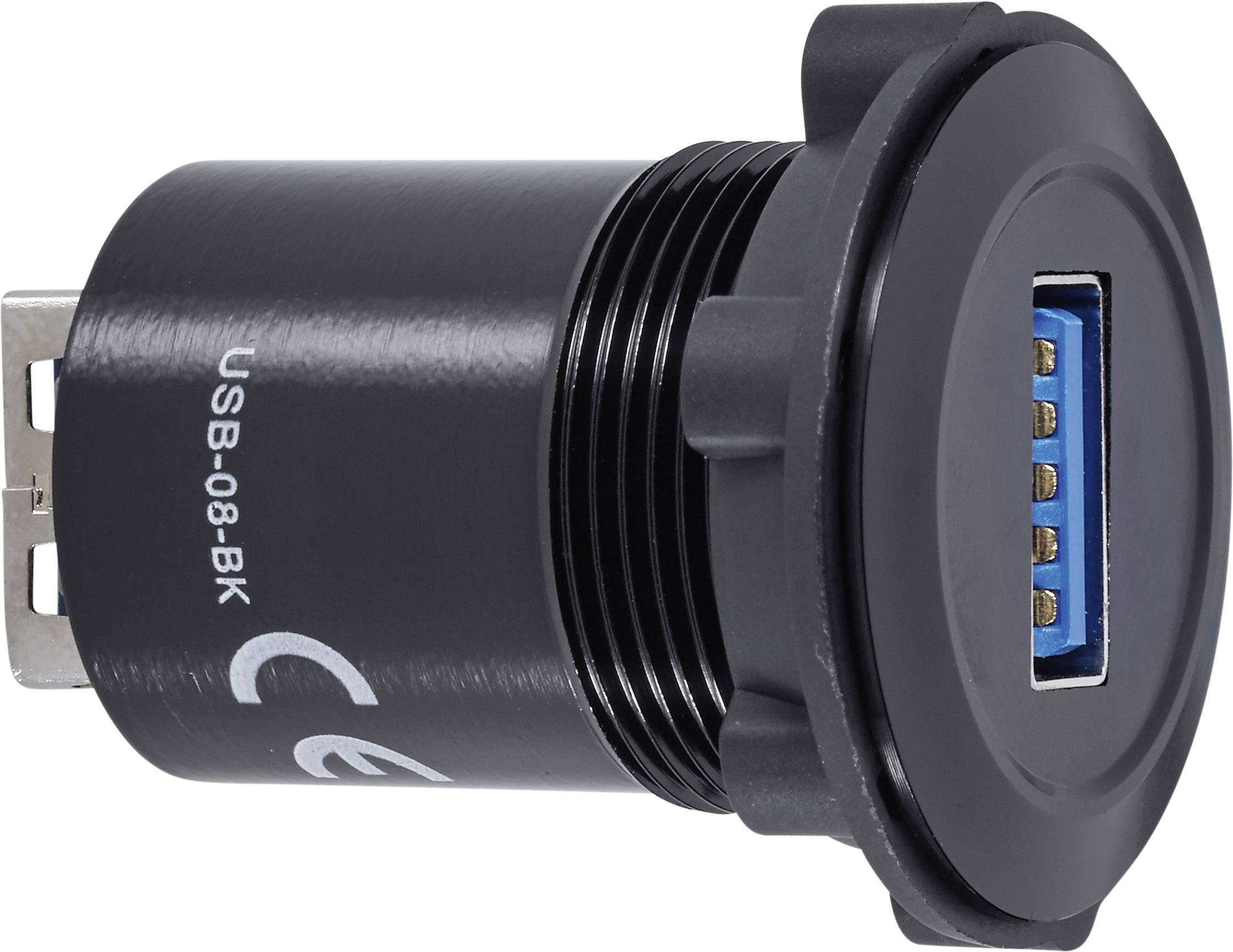 TRU COMPONENTS USB-08-BK USB-mounted socket 3.0 Socket, built-in Content: 1 pc(s)