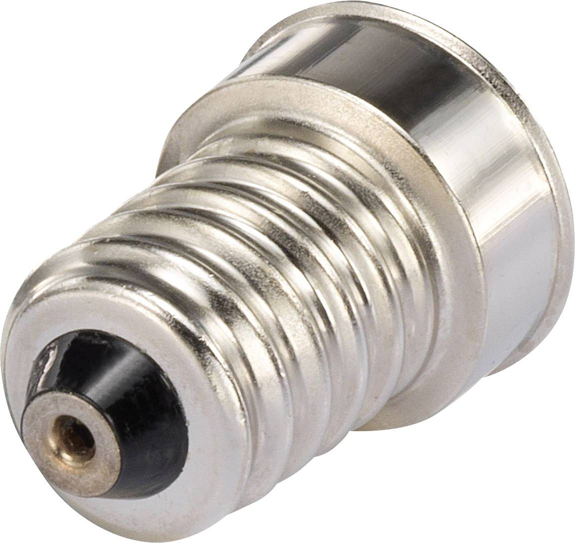A silver lamp socket showing a standardised screw fitting, suitable for connection to a light socket.