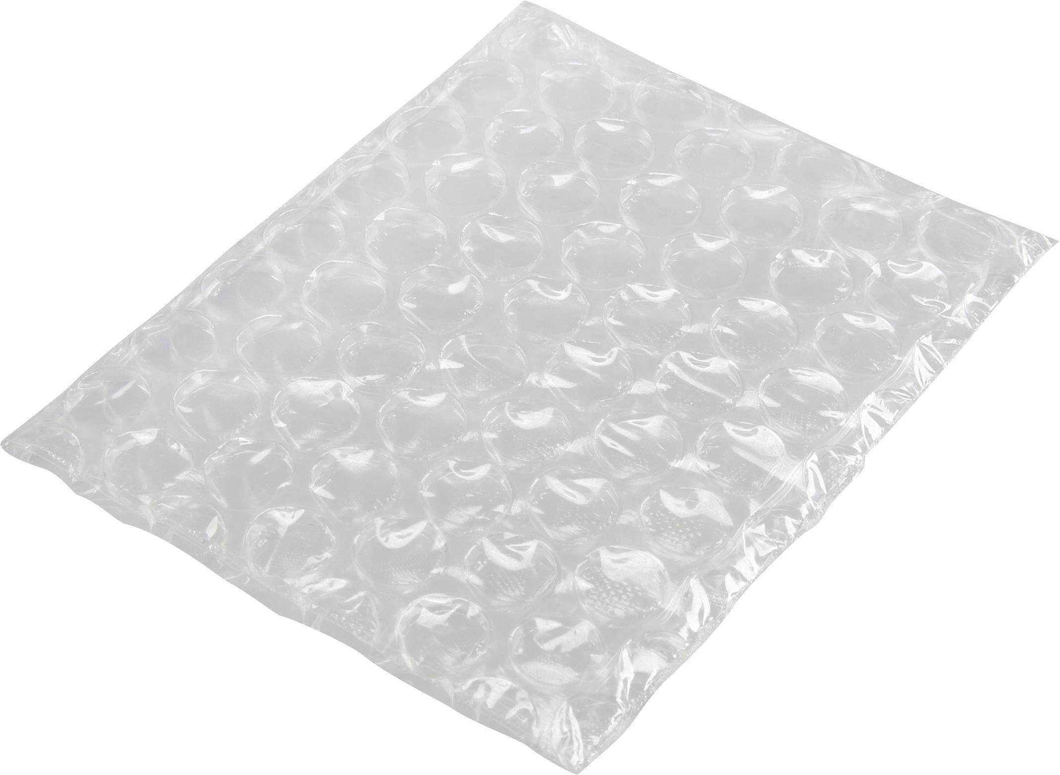 A transparent bubble wrap with uniform bubbles, commonly used to protect delicate goods during transport.