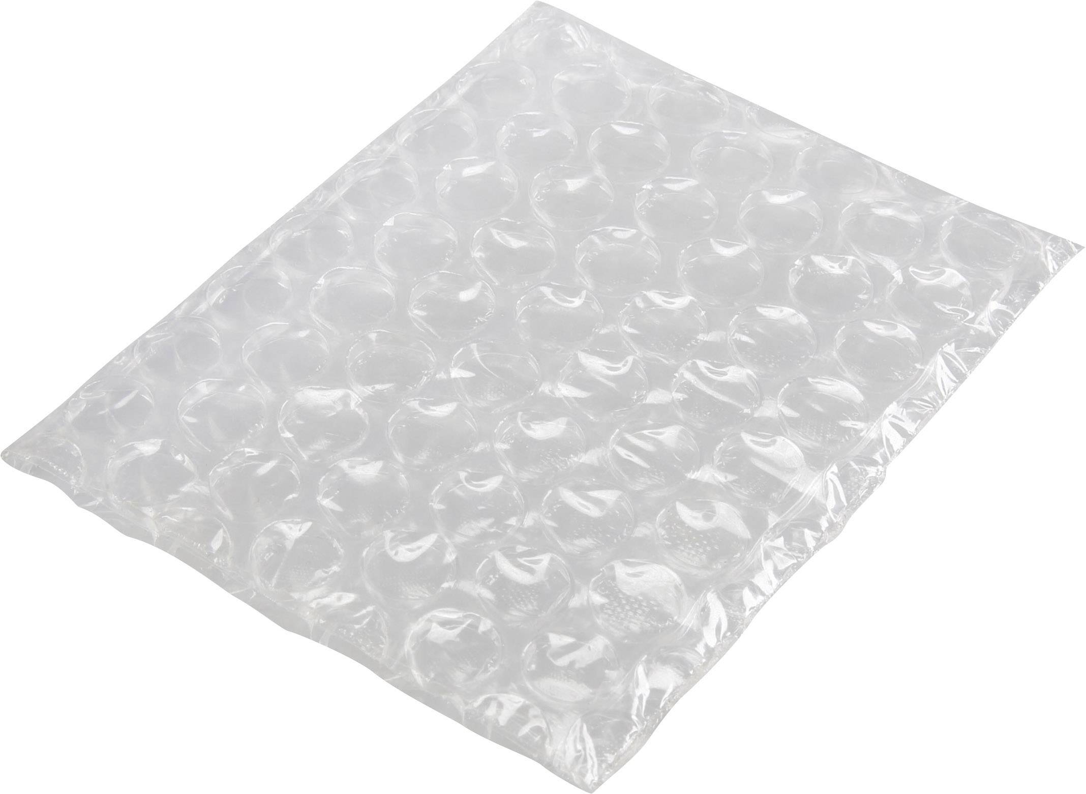 A transparent bubble wrap with multiple raised bubbles, serves as a protective material.
