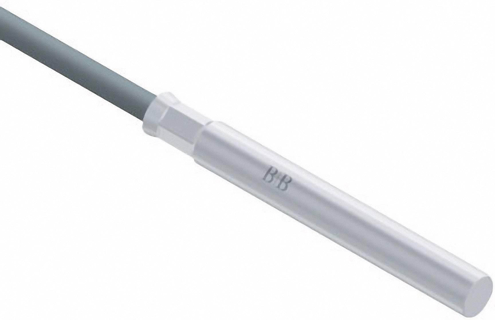 A cylindrical metal sensor with cable, used for temperature measurement in technical applications.