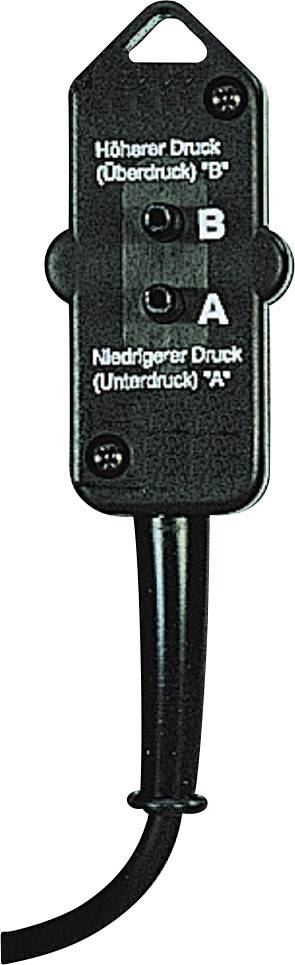 Pressure switch with two connections, marked with 'Higher Pressure (Overpressure) B' and 'Lower Pressure (Underpressure) A'.