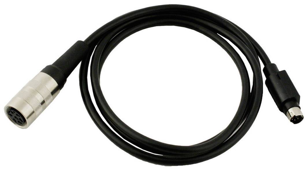 A black audio cable with a large silver XLR connector on the left side and a small black connector on the right side.