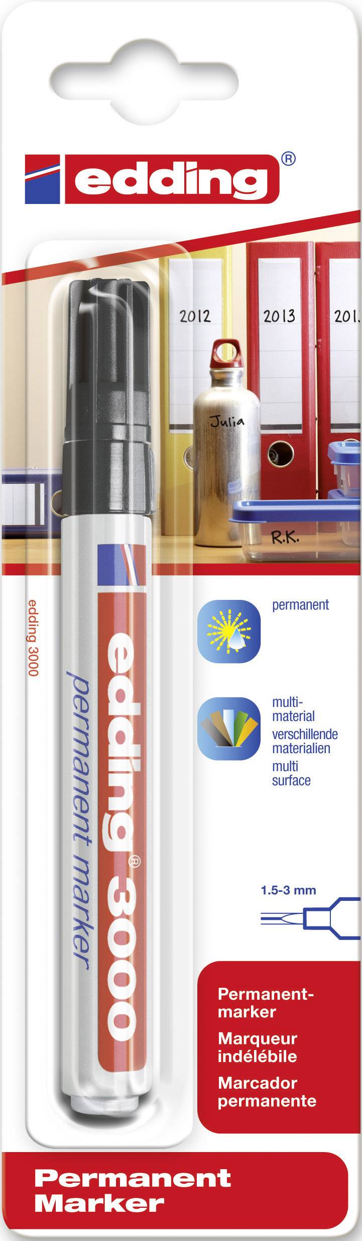 Edding 3000 4-3000001 Permanent marker Black waterproof: Yes