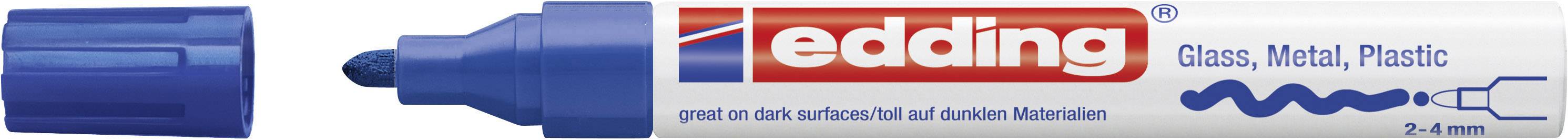 Edding Permanent Marker, Closed, Blue, Suitable for Glass, Metal and Plastic.