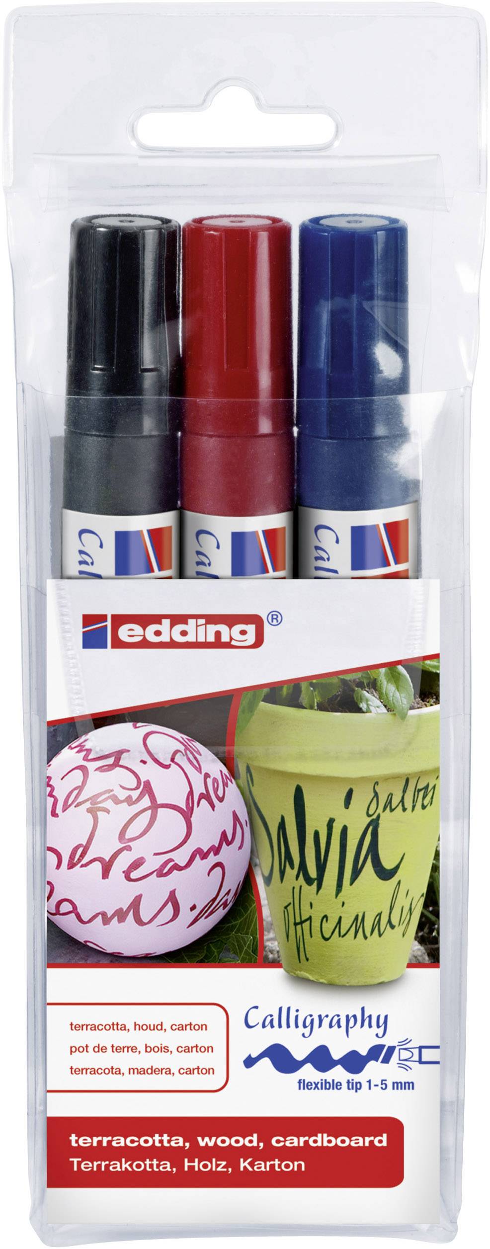 Edding 4-1455-3 E-1455 Paint marker Black, Steel blue, Crimson 1 mm, 5 mm 3 pcs/pack