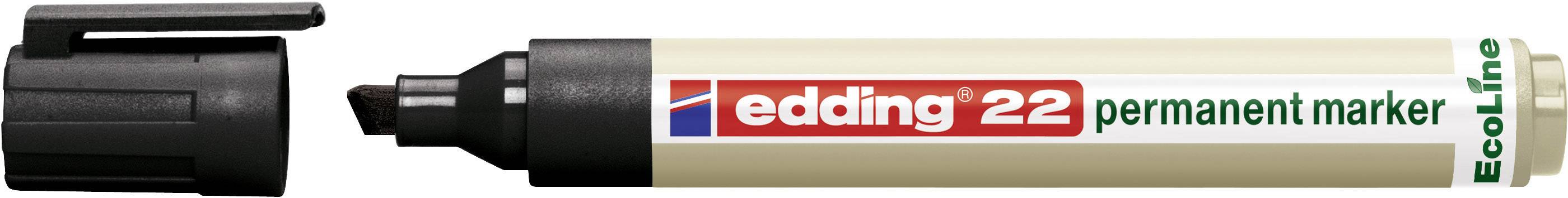 Black edding permanent marker with the cap removed. Inscription: 'edding 22 permanent marker' and 'EcoLine'.