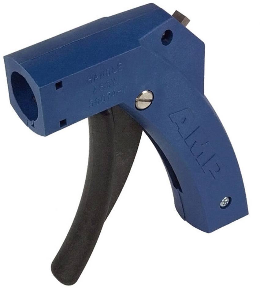 A blue cable stripping tool with a black handle, suitable for stripping cables of varying diameters.