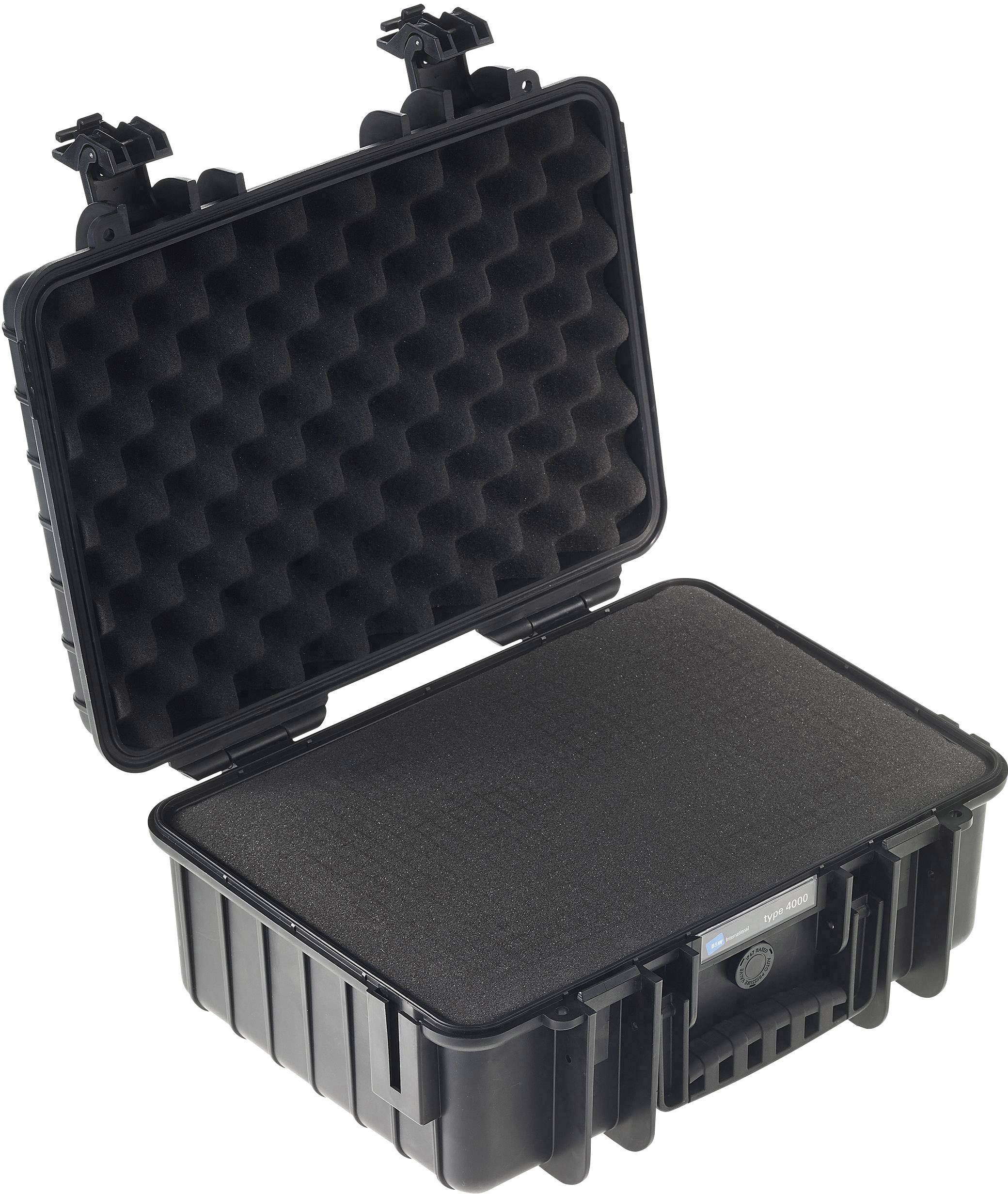 A black, open case with foam lining, suitable for protecting delicate equipment.