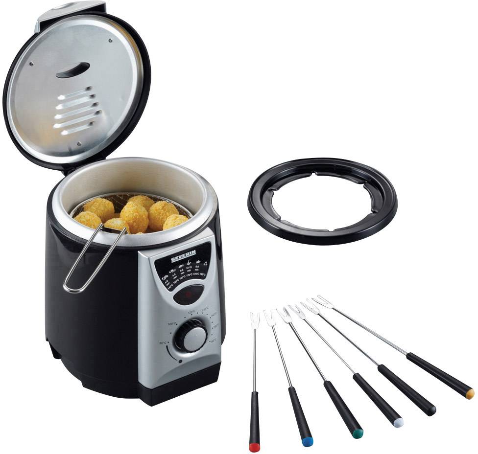 Severin FR 2408 Fondue deep fryer 840 W Black, Silver