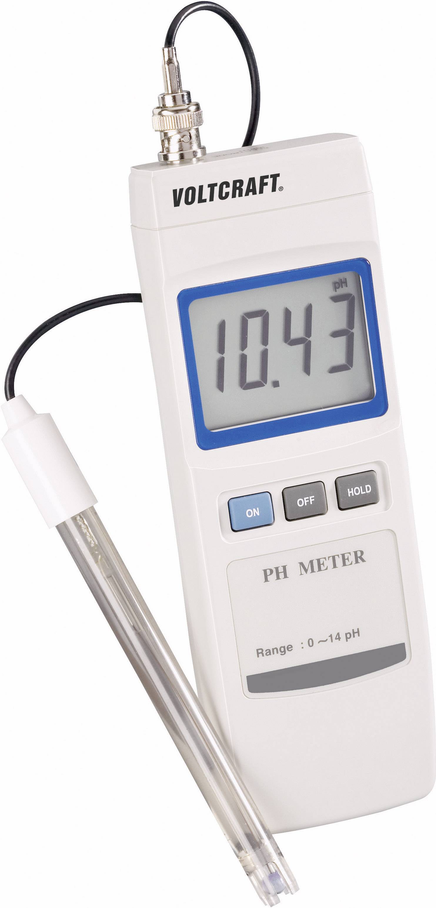 Digital pH meter with display showing a value of 10.43. Device for determining the acidity of liquids.