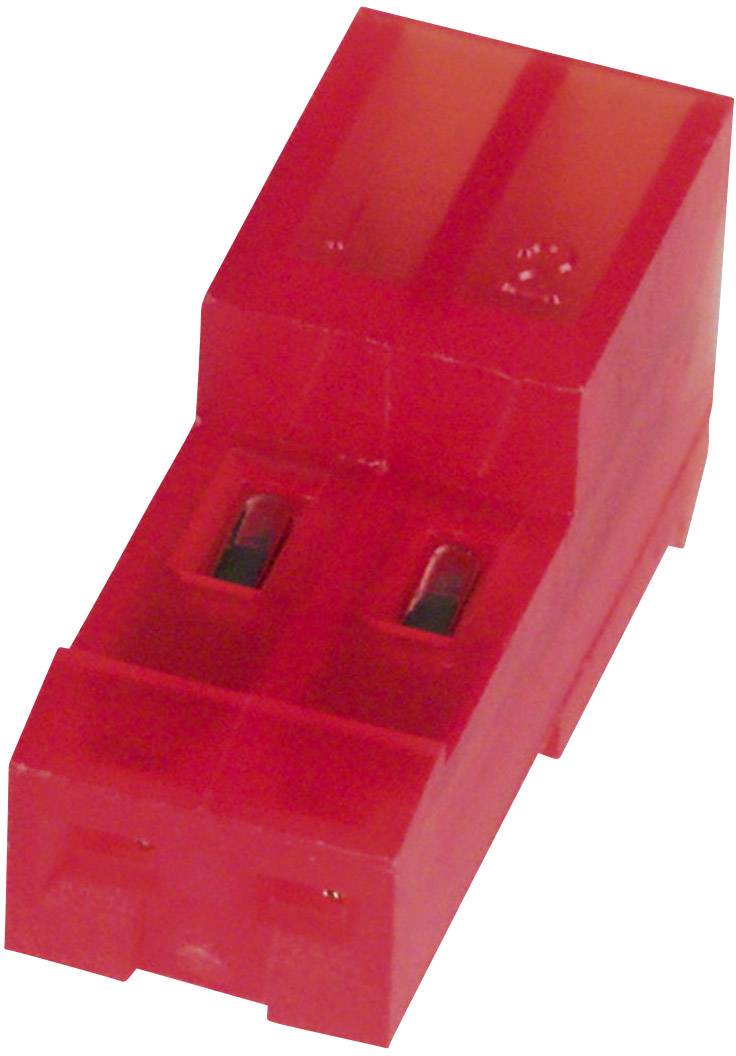 Red two-pole rectangular connector used for electrical connection or power transmission in devices.