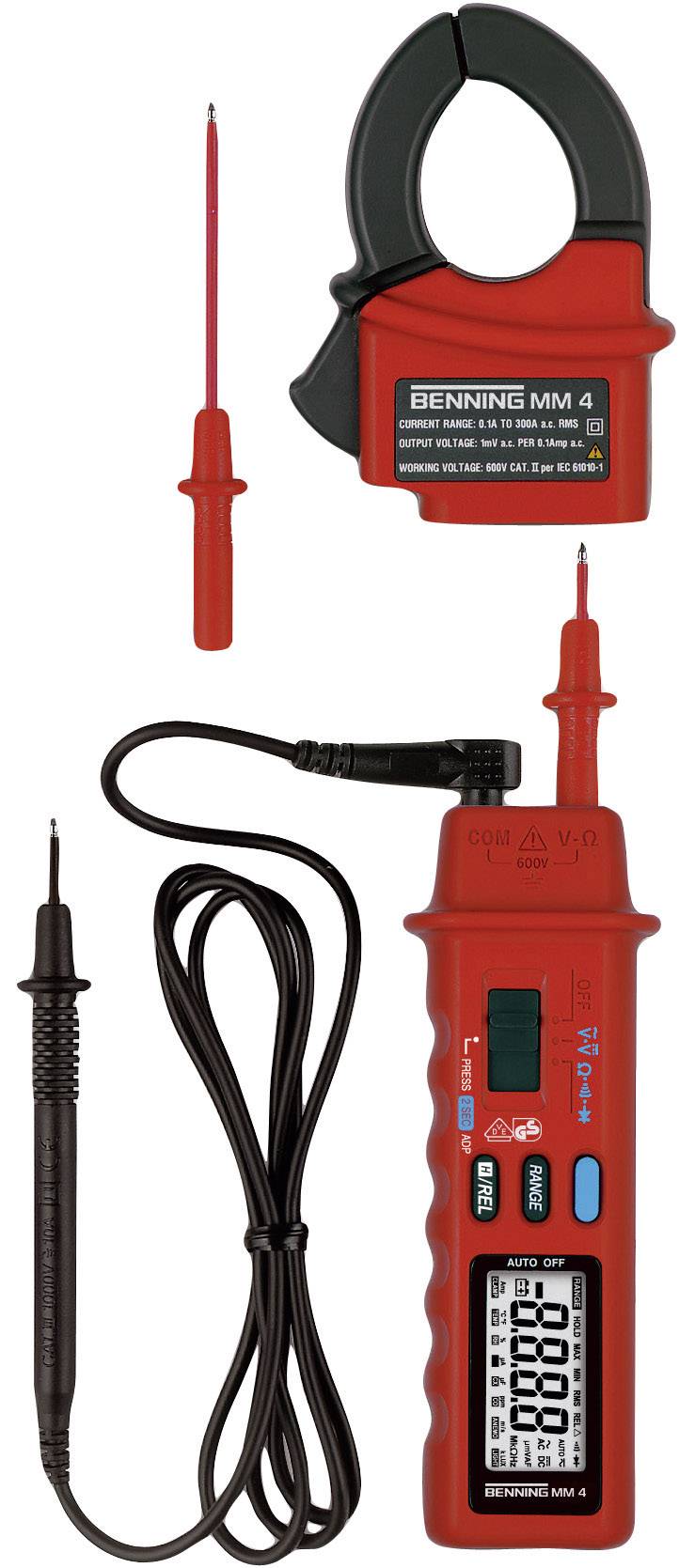 Benning MM 4 Handheld multimeter, Clamp meter Digital CAT II 600 V, CAT III 300 V Display (counts): 4200