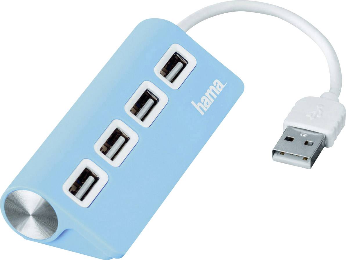 Hama 4 ports USB 2.0 hub Blue