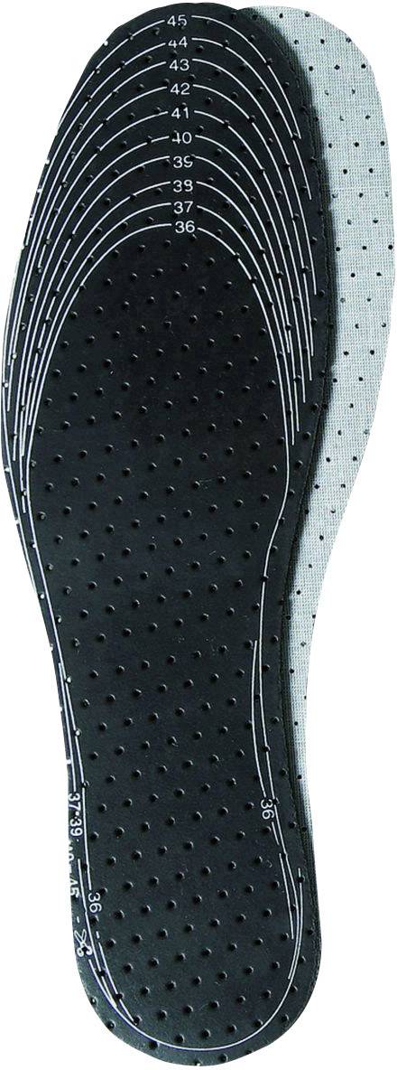 Shoe insole with marked sizes ranging from 36 to 45 on a perforated surface, allowing cutting to size for individual fitting.
