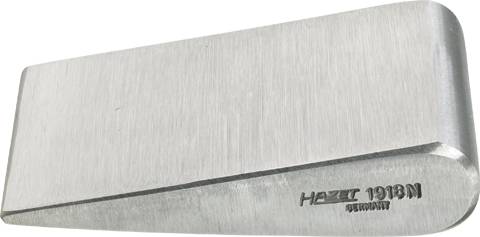 A silver metal wedge with a smooth surface and rounded edges. Embossed with 'HAZET 1919N GERMANY' on the side.