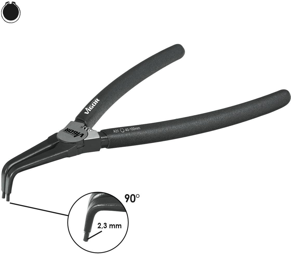 Vigor V2791 Circlip pliers Suitable for Outer rings 40-100 mm Tip shape 90° angle