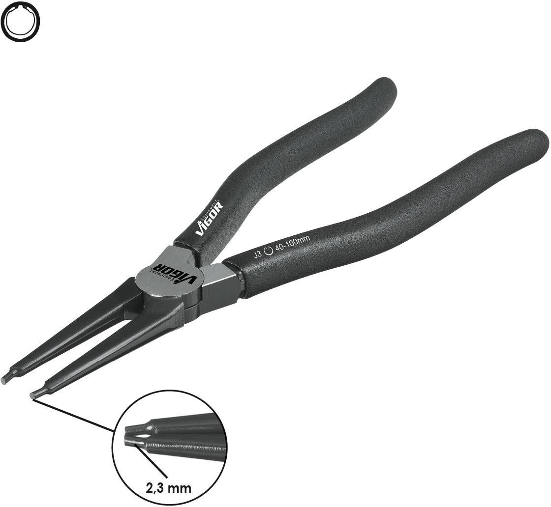 Vigor V2794 Circlip pliers Suitable for Inner rings 40-100 mm Tip shape (details) Straight